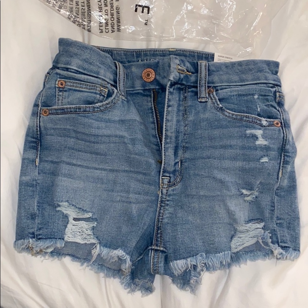 American eagle light wash super stretch shorts